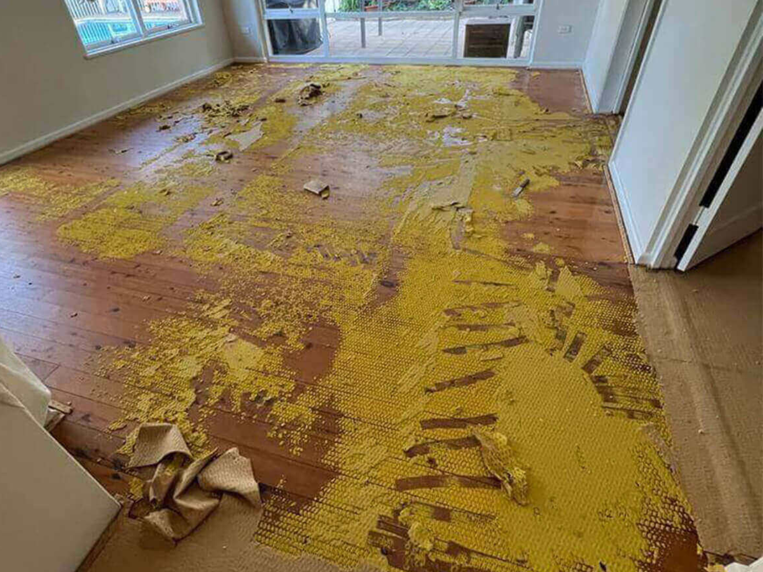 Before timber floor sanding in Perth